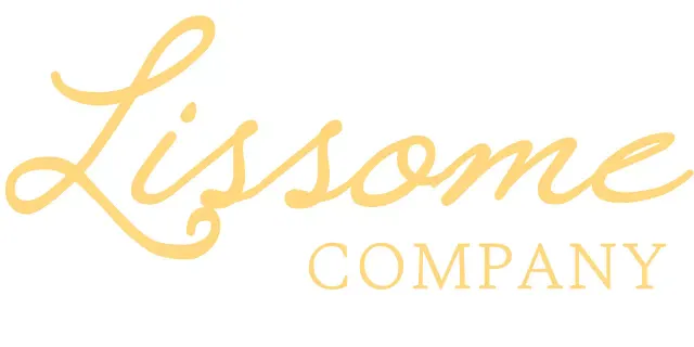 Company logo in a classy cursive font in light yellow.