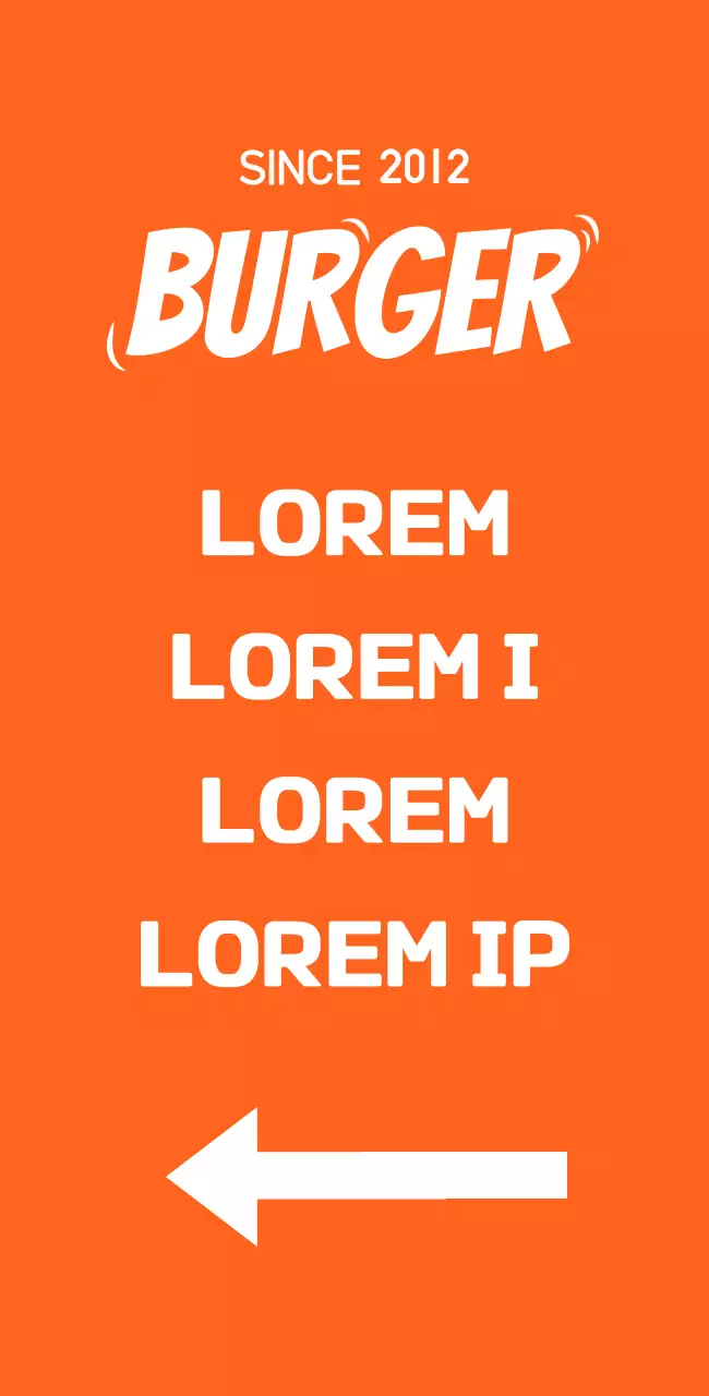 A signboard with a menu featuring an illustration of a hamburger on an orange background