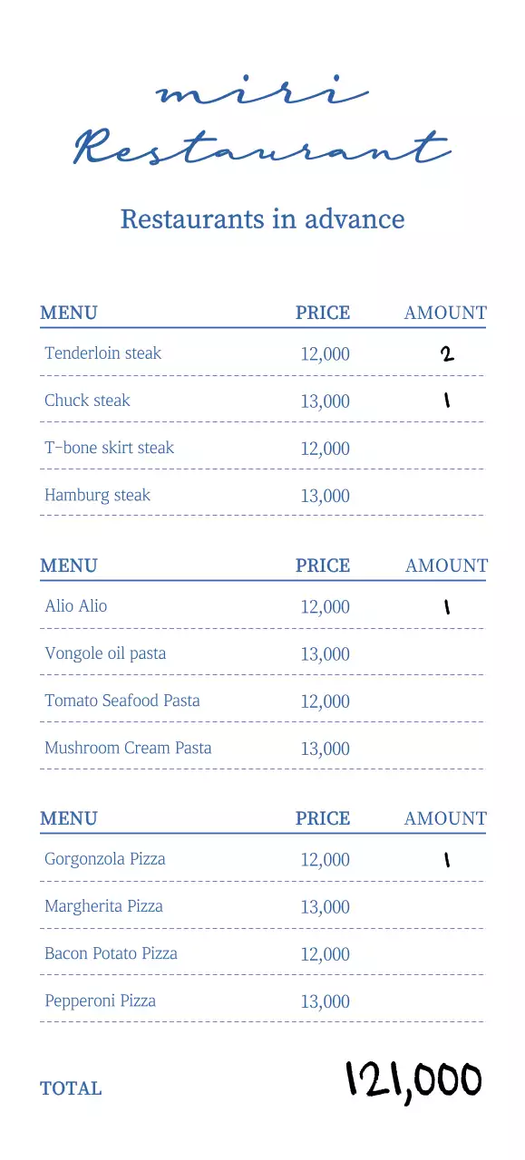 A restaurant logo receipt with an emotional and simple style