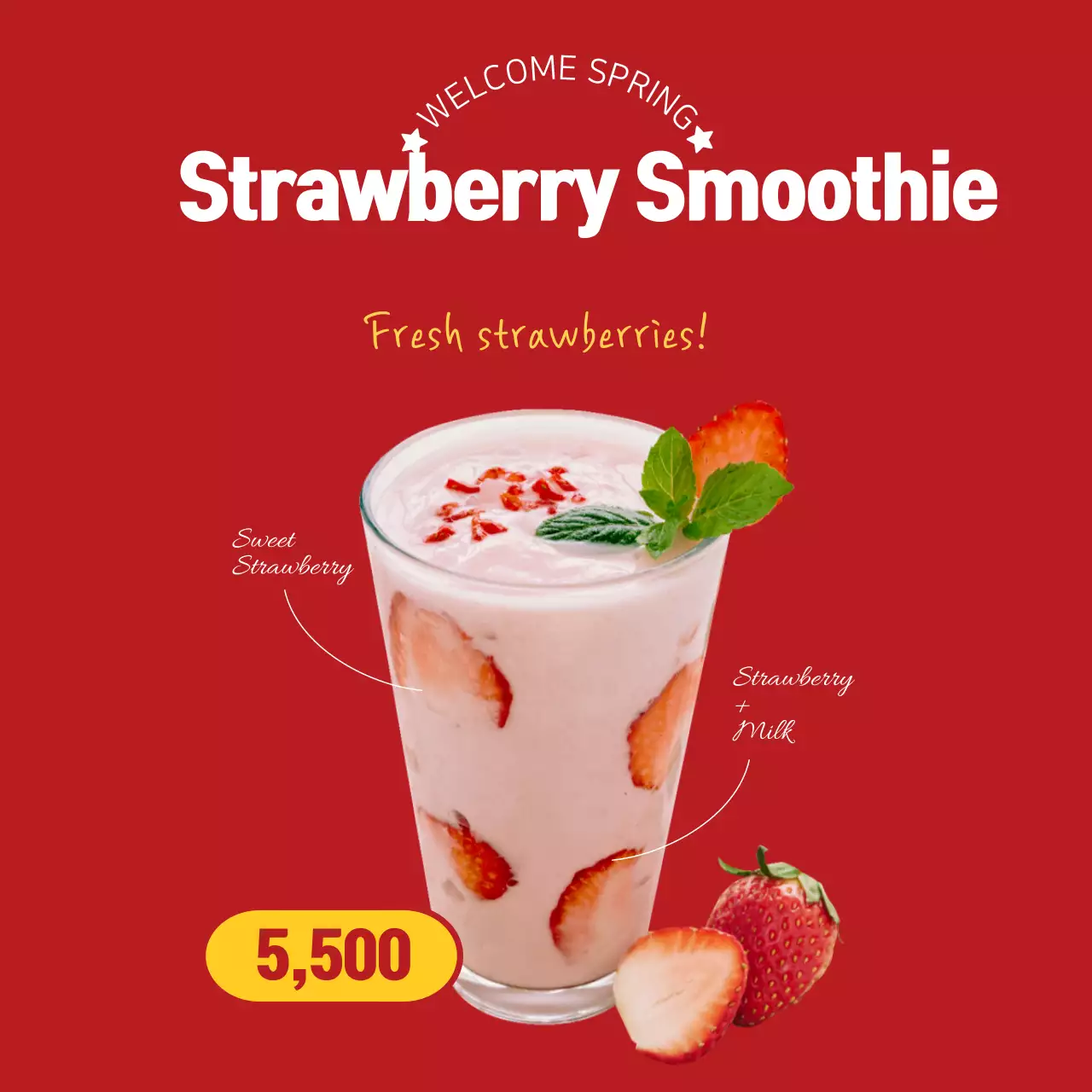 Red Modern Smoothie Promotion Banner