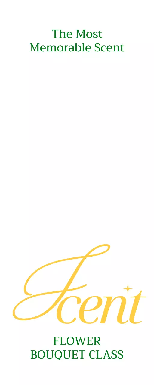 Promosi toko bunga sederhana dengan teks berwarna hijau dan kuning