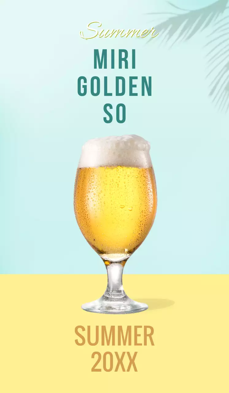 Summer beer with palm trees on a light blue background