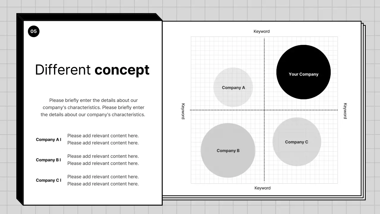 A gray, geometric company profile for a business PT