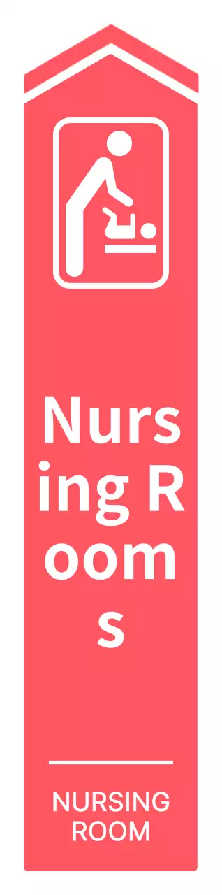 Petunjuk arah yang sederhana, bersih, dan bergaya bingkai panah ke kamar bayi dengan warna merah muda dan putih cerah
