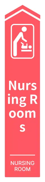 Petunjuk arah yang sederhana, bersih, dan bergaya bingkai panah ke kamar bayi dengan warna merah muda dan putih cerah
