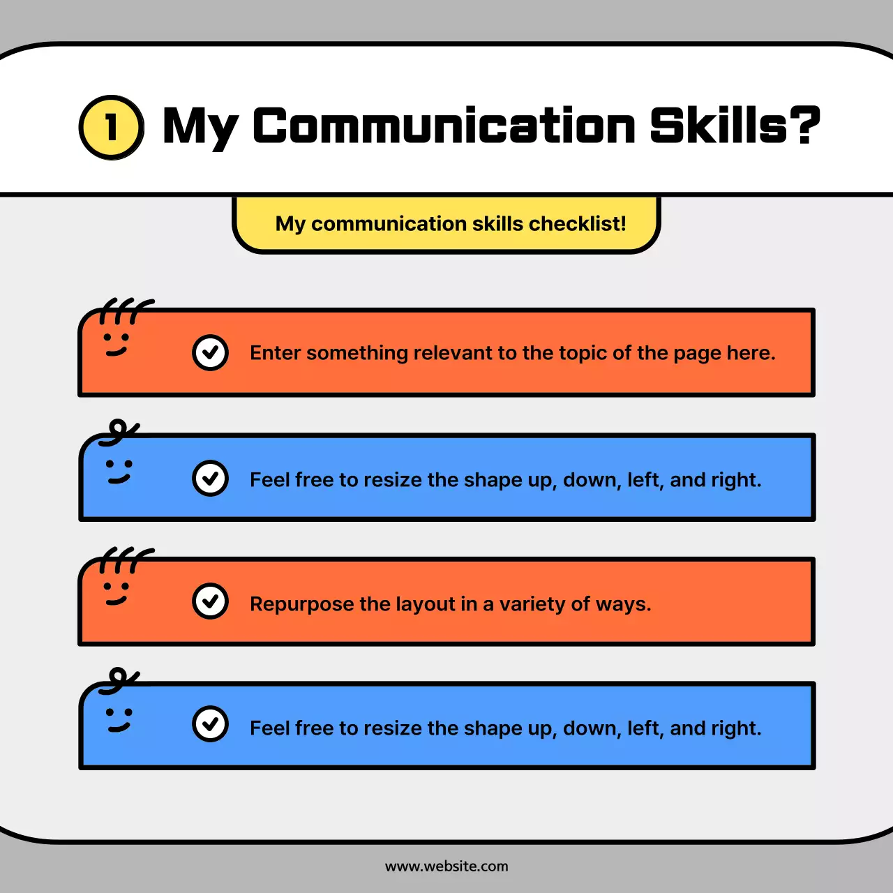 Cute character shapes in orange and blue concept cardsNews Kit