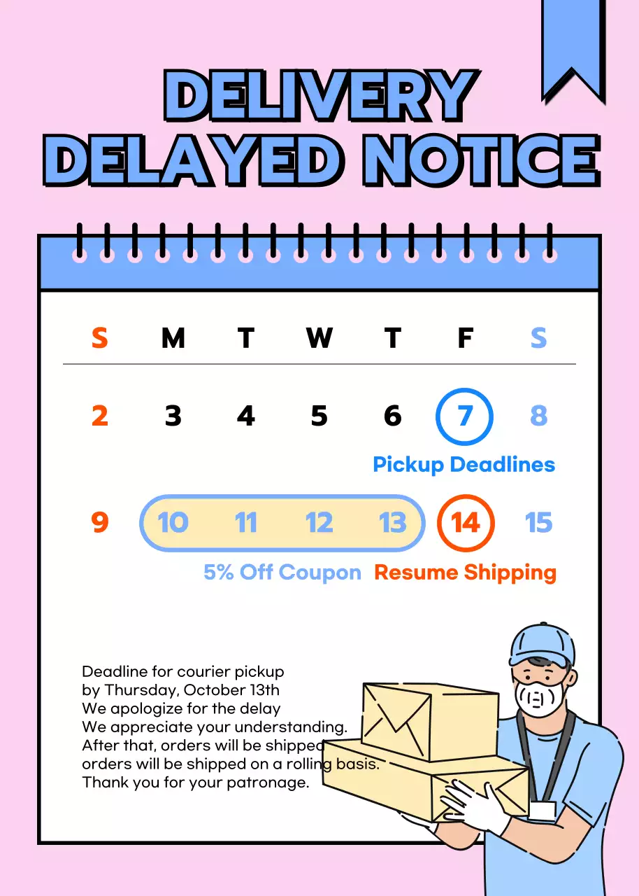 Pink Simple Delivery Notice Poster
