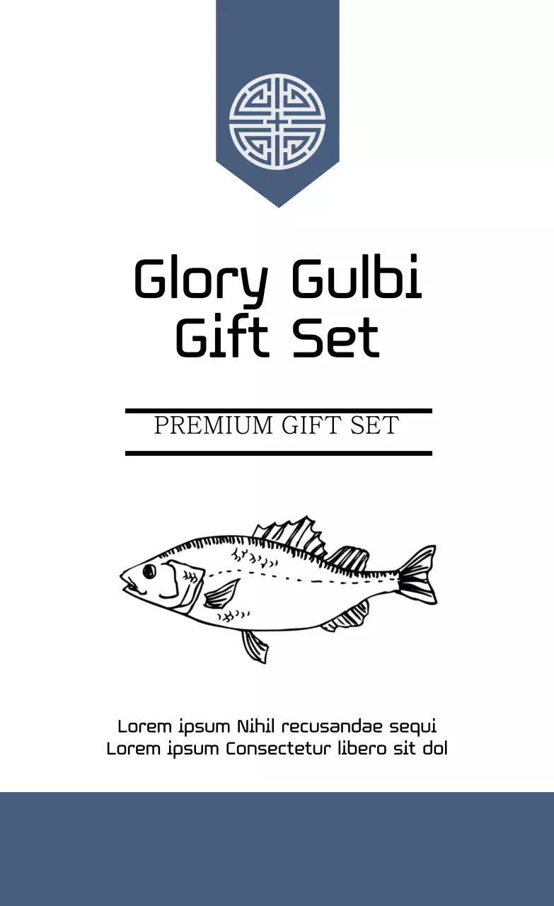 Nhãn bao bì bộ quà tặng hàu minh họa màu xanh