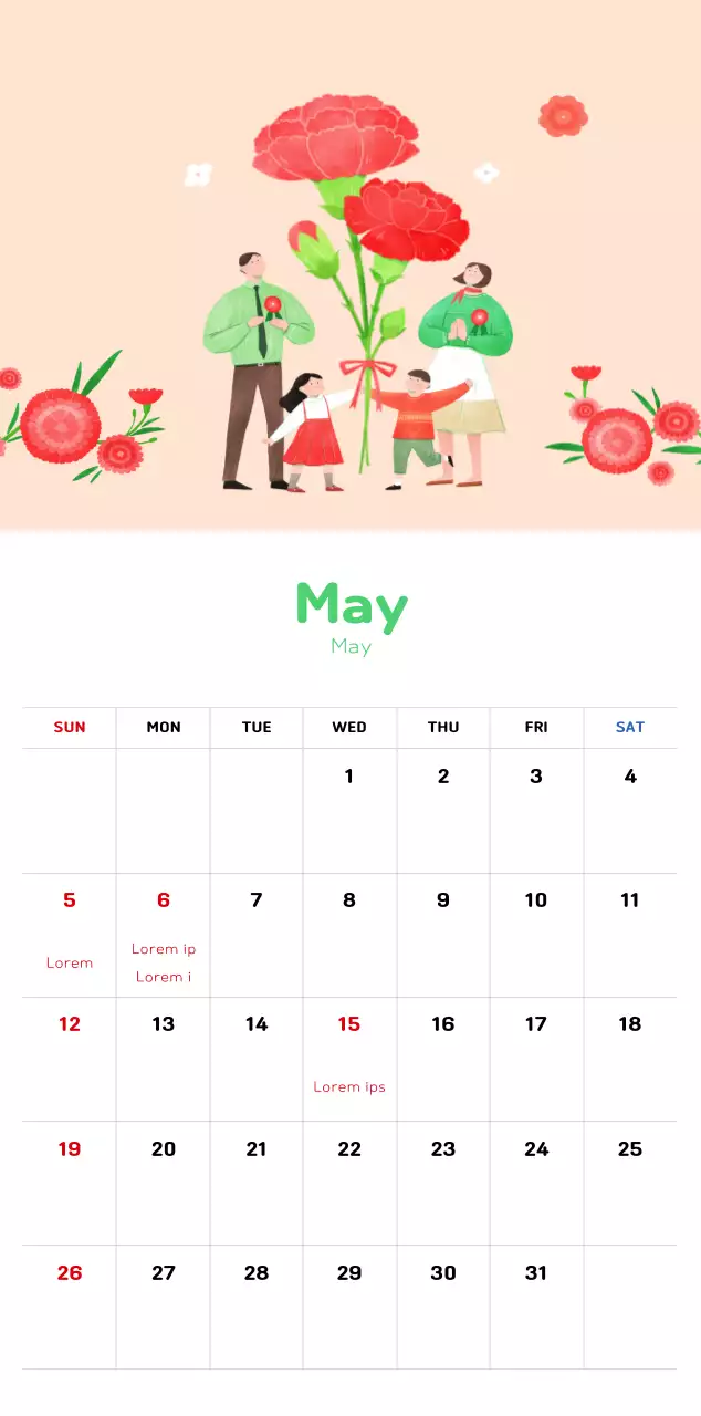 Lịch năm mới với hình ảnh minh họa ấm áp