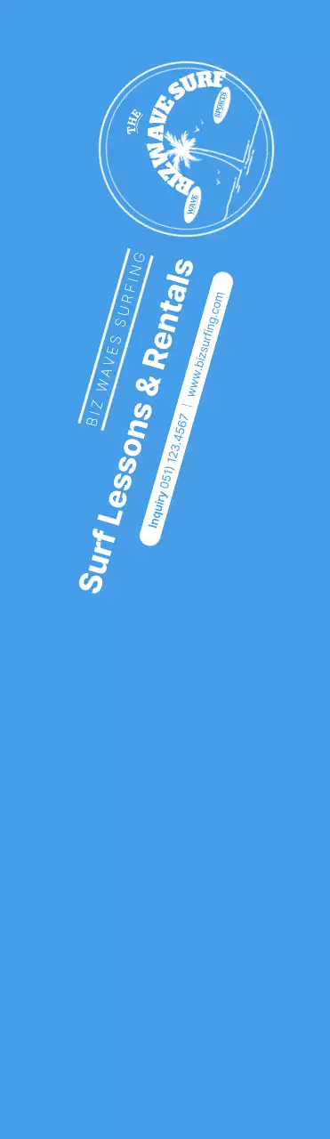 Logo lambang selancar berkonsep sederhana dengan warna biru dan kuning untuk mempromosikan toko.