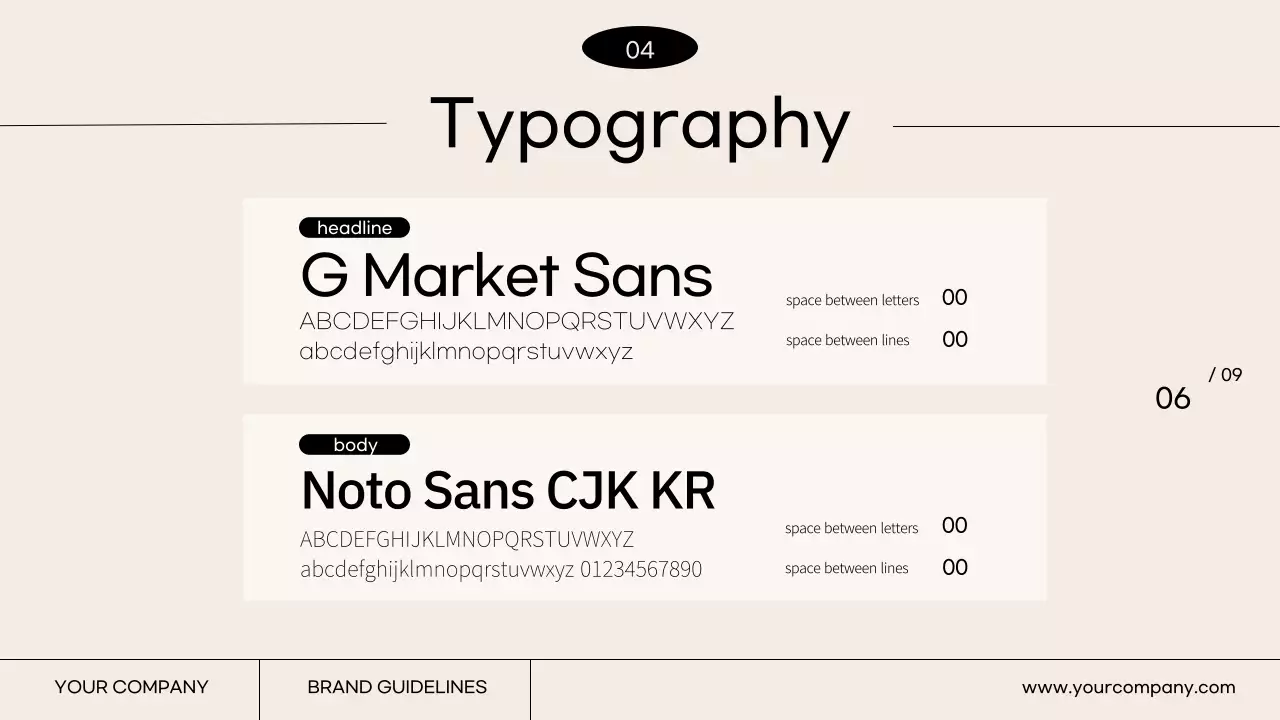 A simple brand guideline with ivory and orange colors