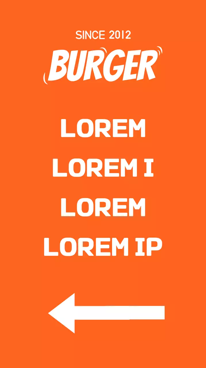 A signboard with a menu featuring an illustration of a hamburger on an orange background