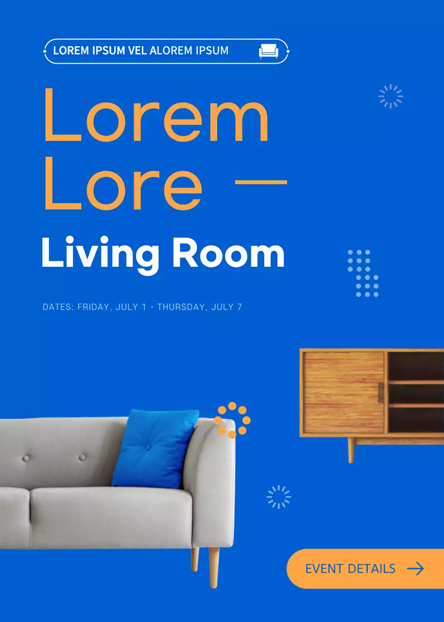 Poster Acara Modern Living Biru