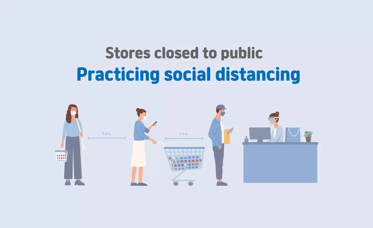 Blue illustration clean corona quarantine