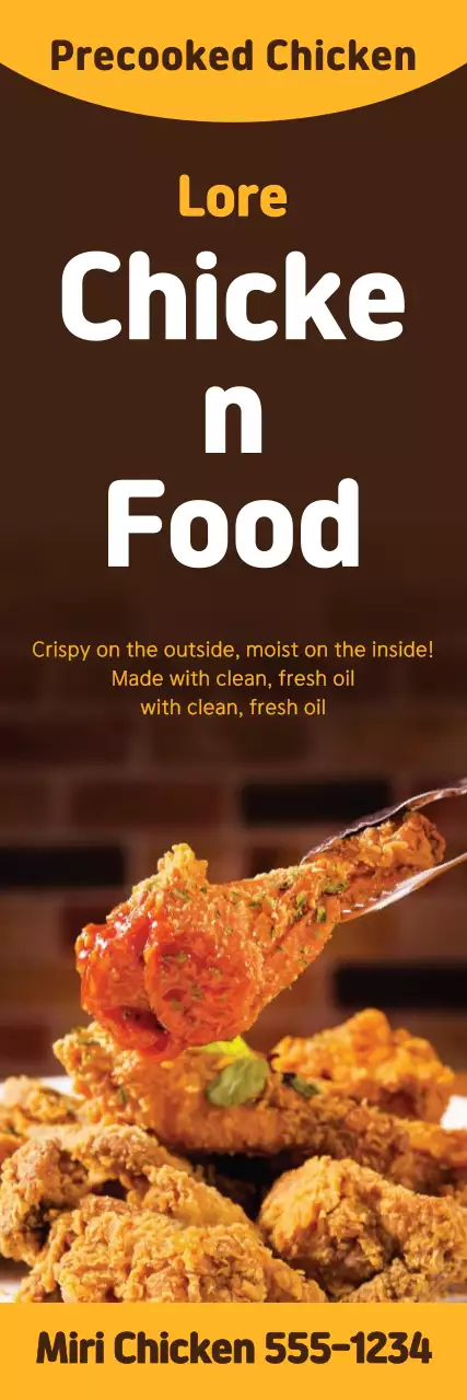 Promote chicken restaurants with brown and yellow contrasts