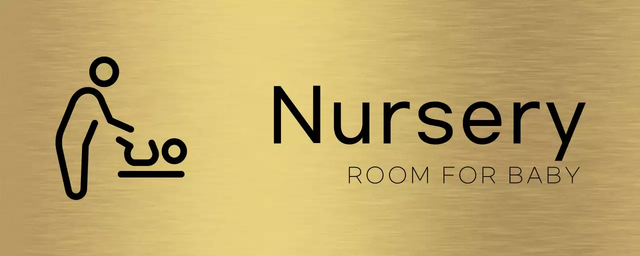 Simple placeholder signage with black toddler room name and icon