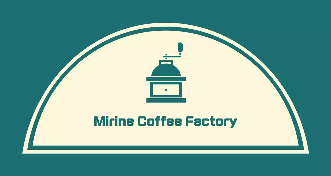 Coffee cafe balsa with a turquoise line depicting a coffee grinder