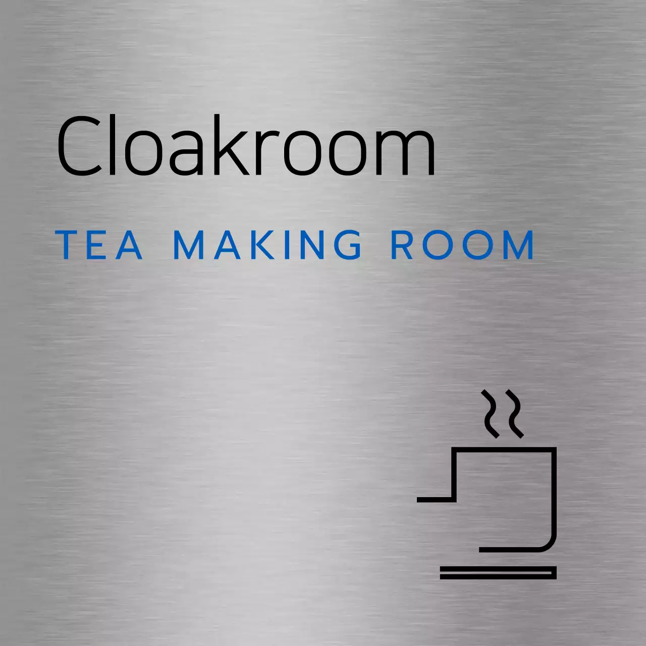 Company place names and floor directions with simple black and blue icons