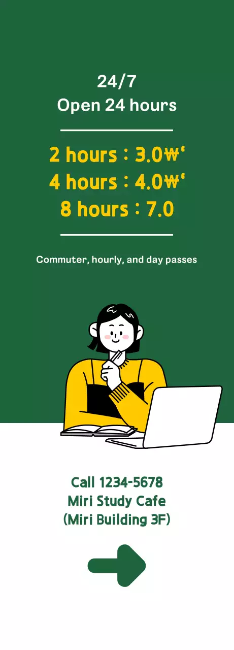 Promova o seu café de estudo com um fundo verde e limpo