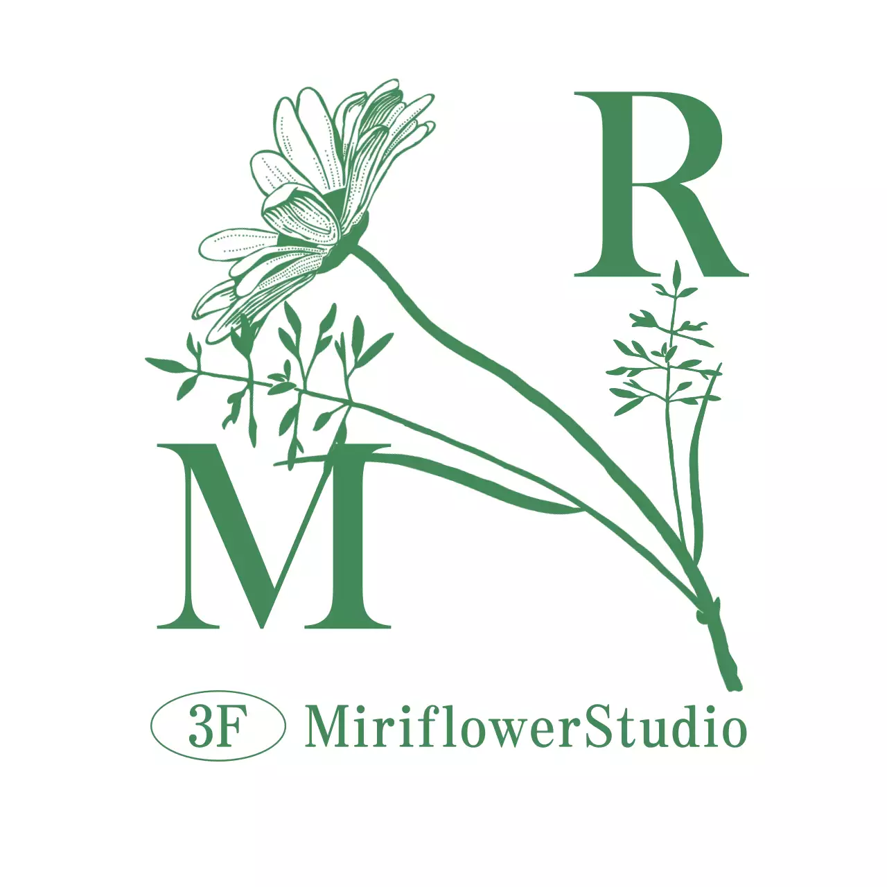 Florist with a green flower illustration