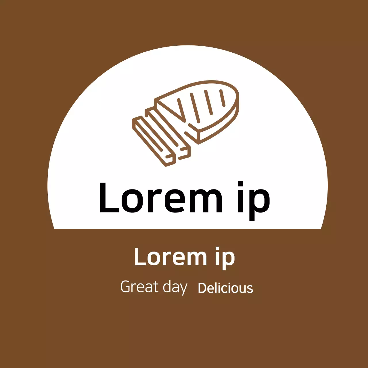 Brown illustration neat restaurant tonkatsu promotional label