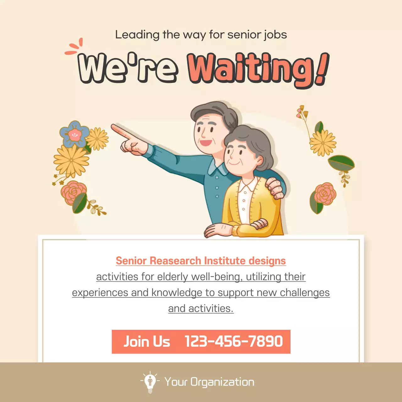 Beige Simple Senior Jobs Promotion Instagram Carousel