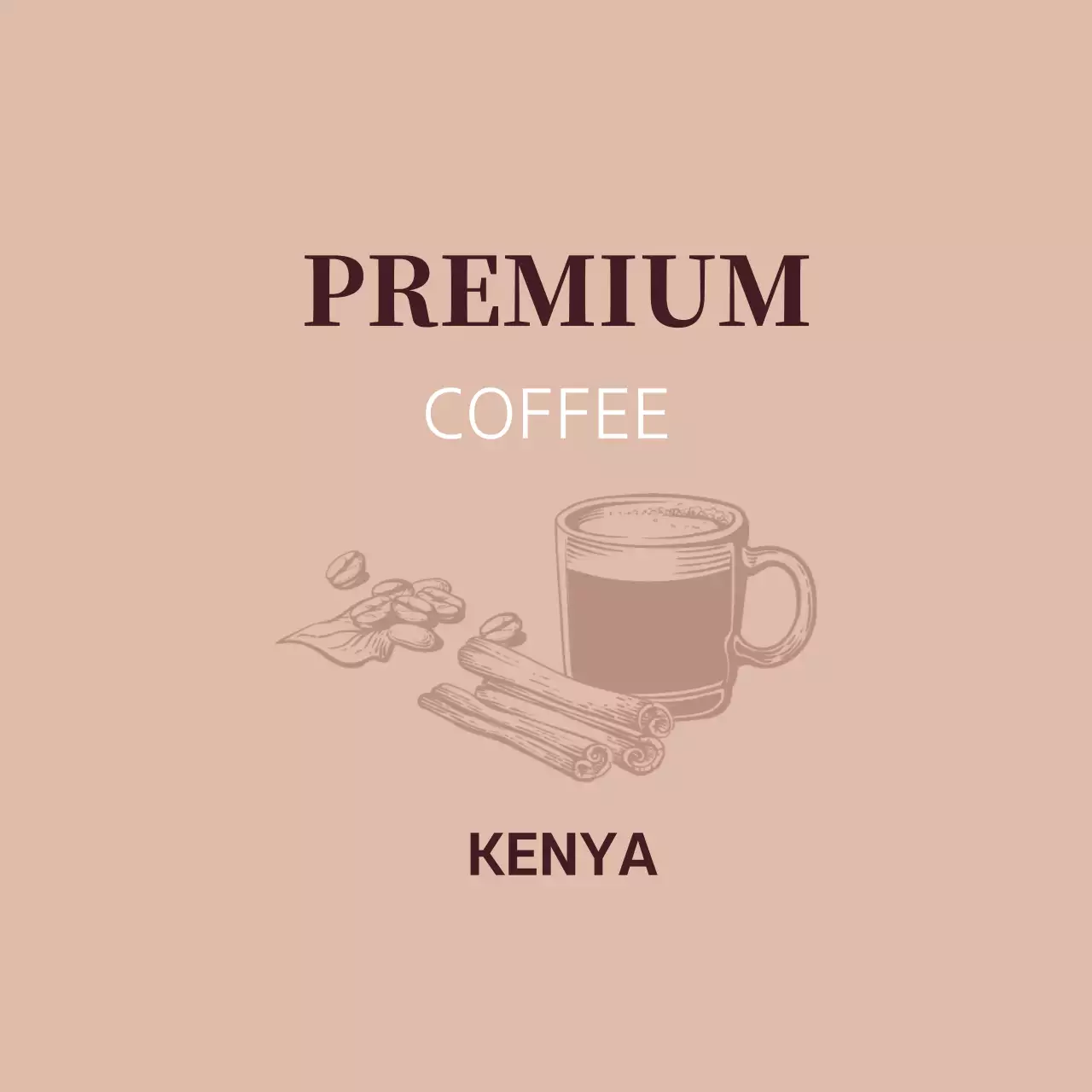 Pink illustration vintage coffee cafe label