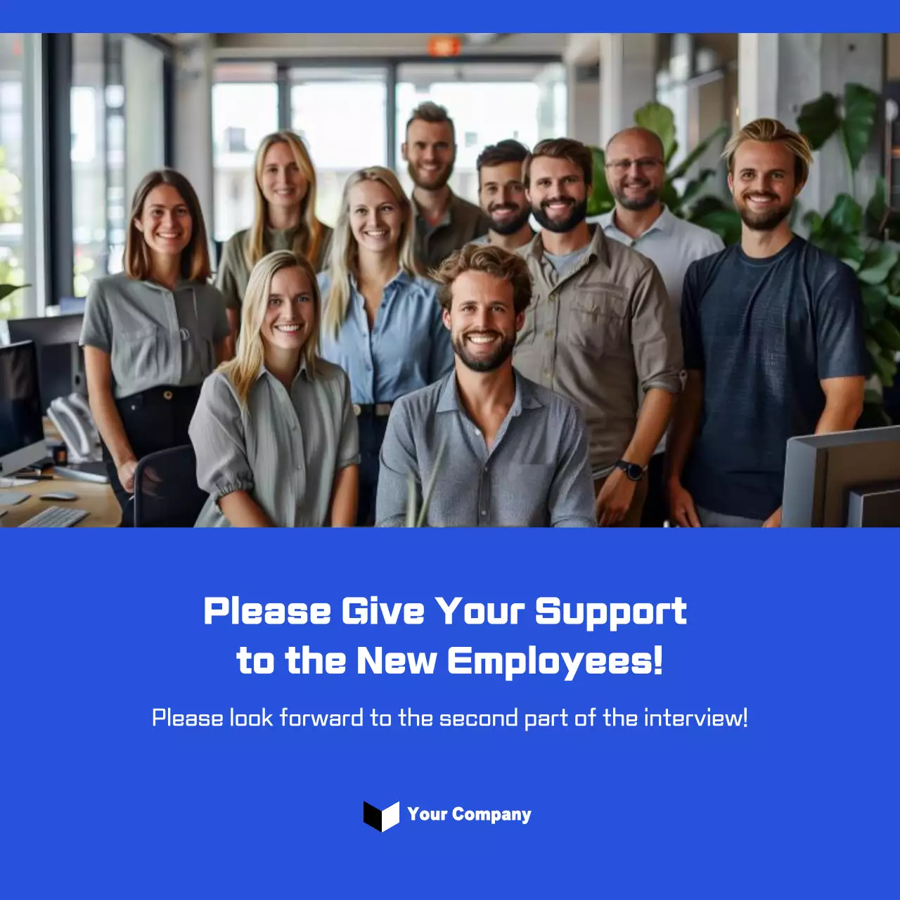 Blue Professional Employee Announcement Instagram Carousel