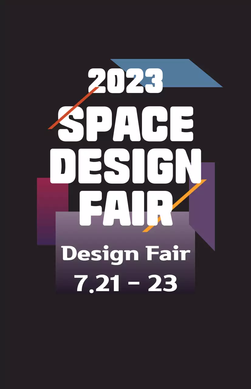 Promote a spatial design fair with colorful illustrations of shapes and text.