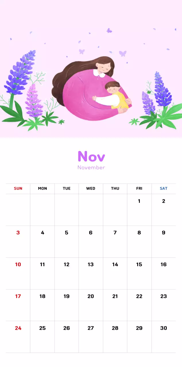 Lịch năm mới với hình ảnh minh họa ấm áp