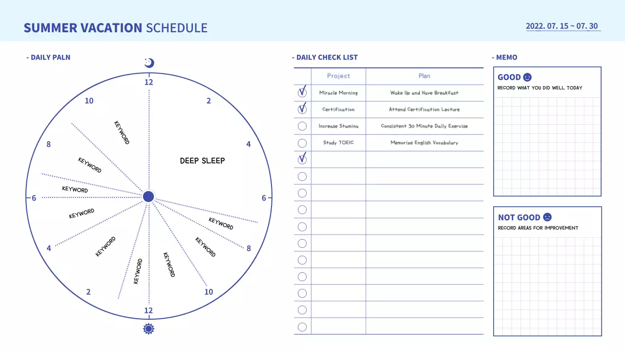 Blue Minimal Vacation Planner Poster