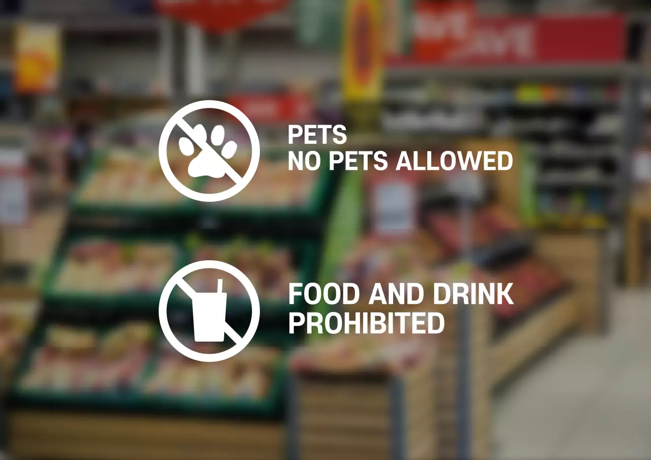 Gaya papan nama yang sederhana untuk hal yang tidak diperbolehkan di toko Anda