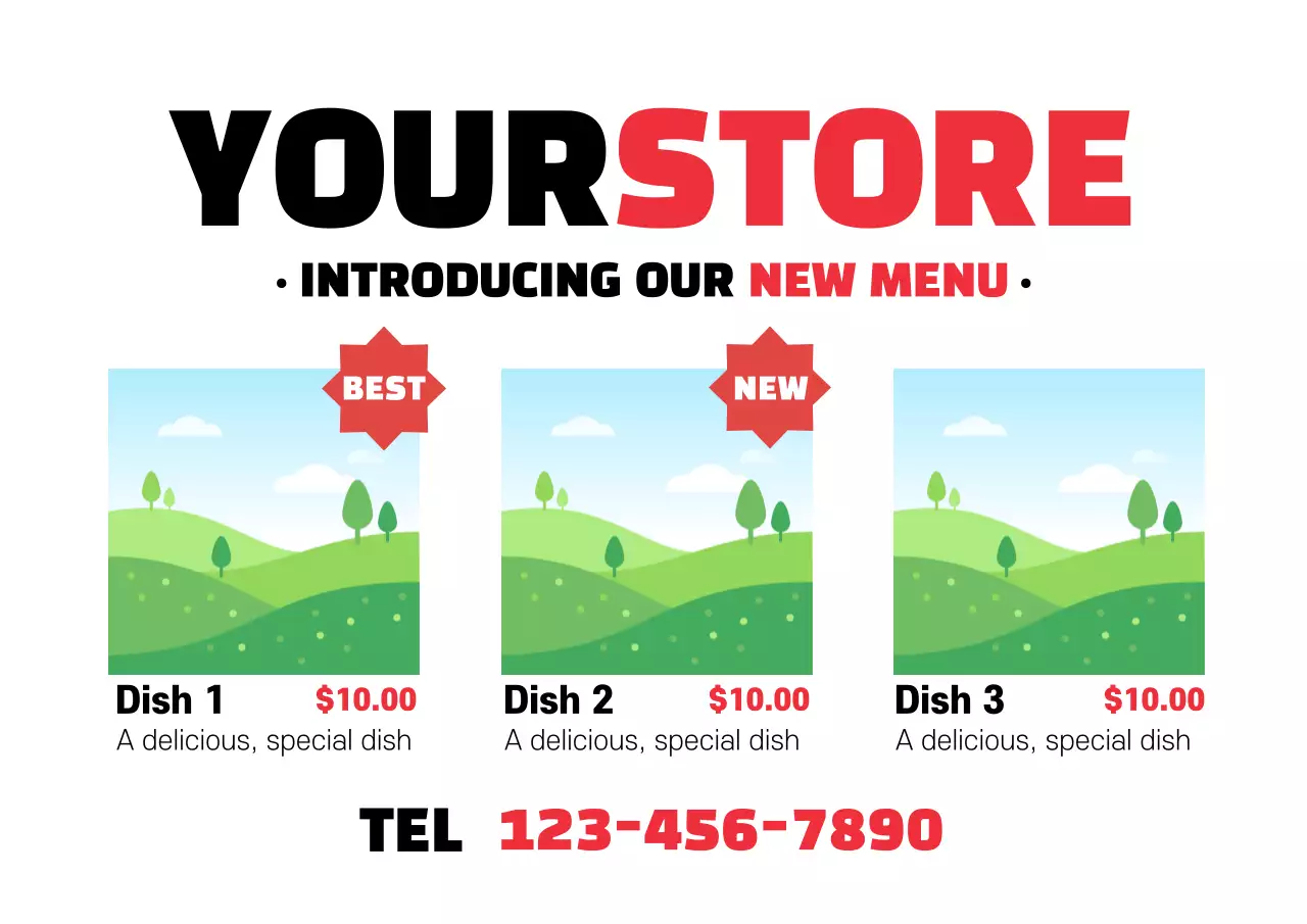 Red Modern Menu Promotion Poster