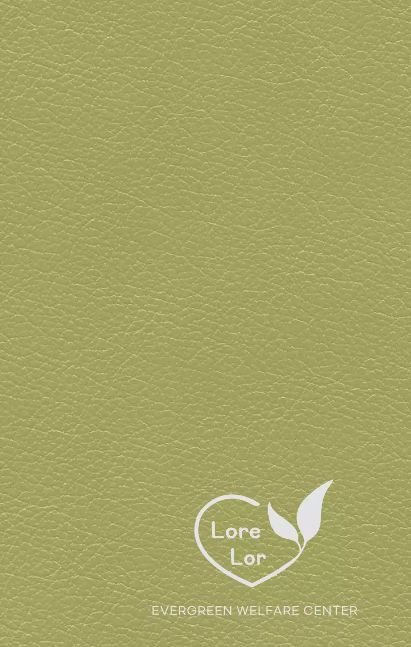 Sampul buku harian pusat kesejahteraan dengan logo yang terbuat dari hati dan dedaunan