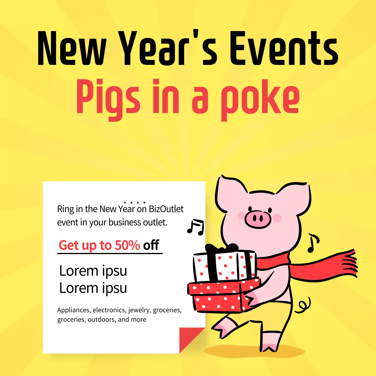 Yellow Trendy New Year Promotion Banner