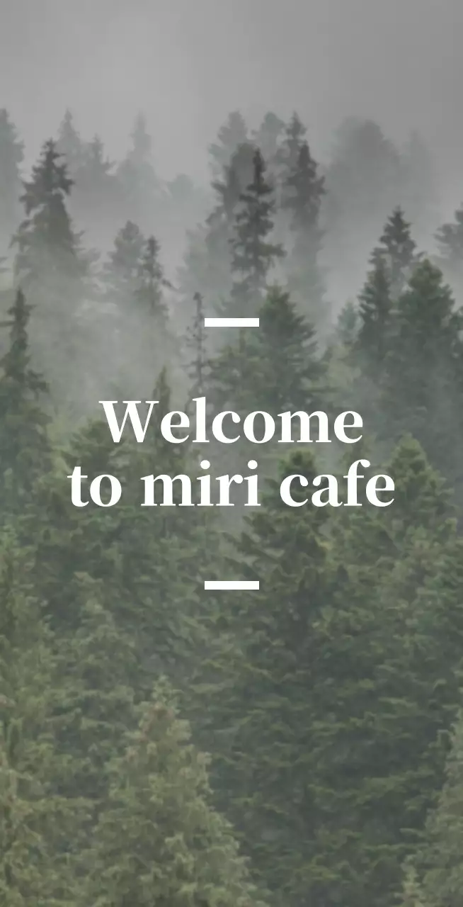 English-language cafe balsa with a sentimental greeting card with a forest photo in the background