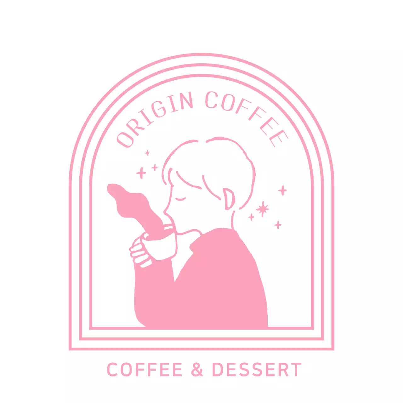 Illustrated cafe logo ice cup