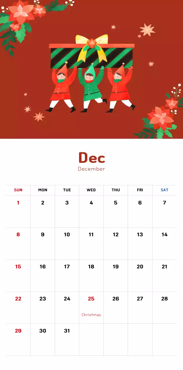 Lịch năm mới với hình ảnh minh họa ấm áp