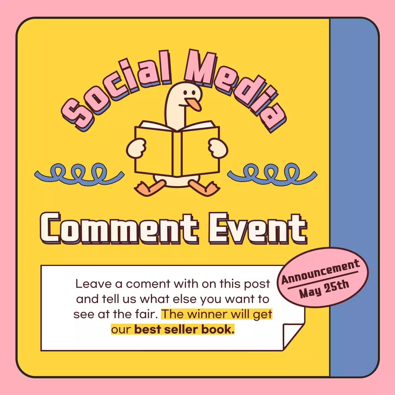 Yellow Trendy Book Fair Promotion Instagram Carousel