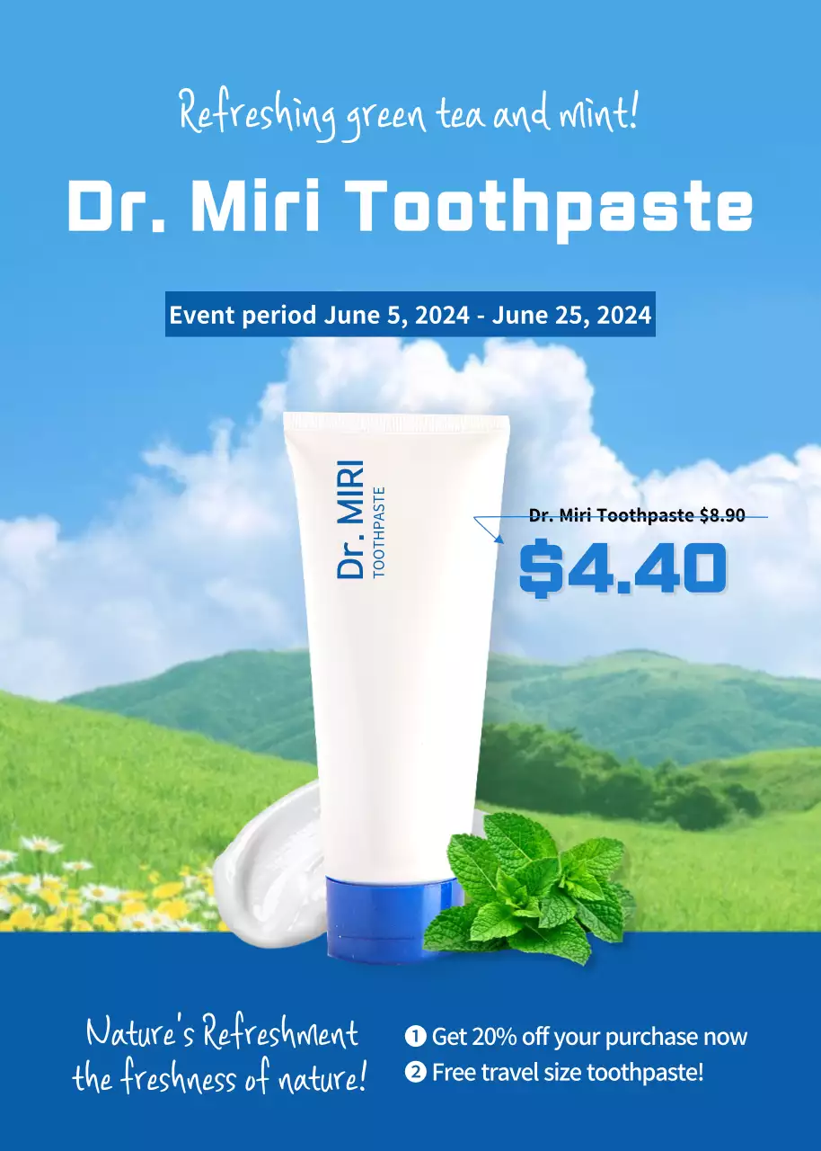 Blue Modern Toothpaste Promotion Poster