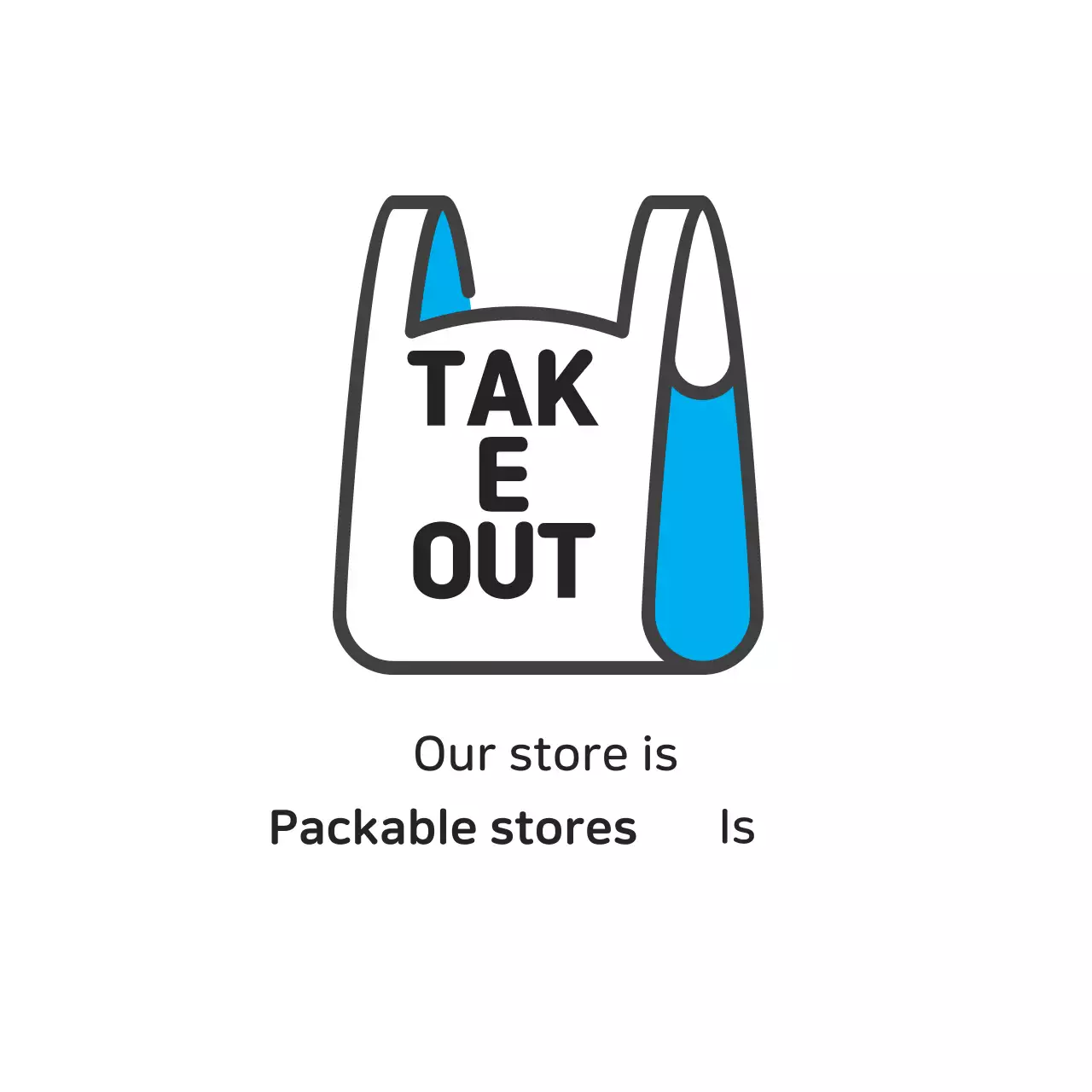 Label takeaway toko bergambar biru