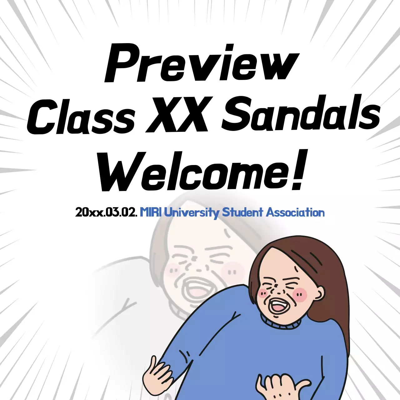 Konsep penyambutan bergaya meme dalam warna hitam dan putih