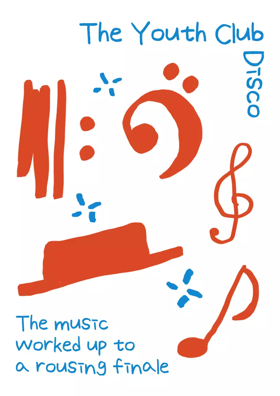 Stiker interior kafe dengan ilustrasi not musik yang lucu