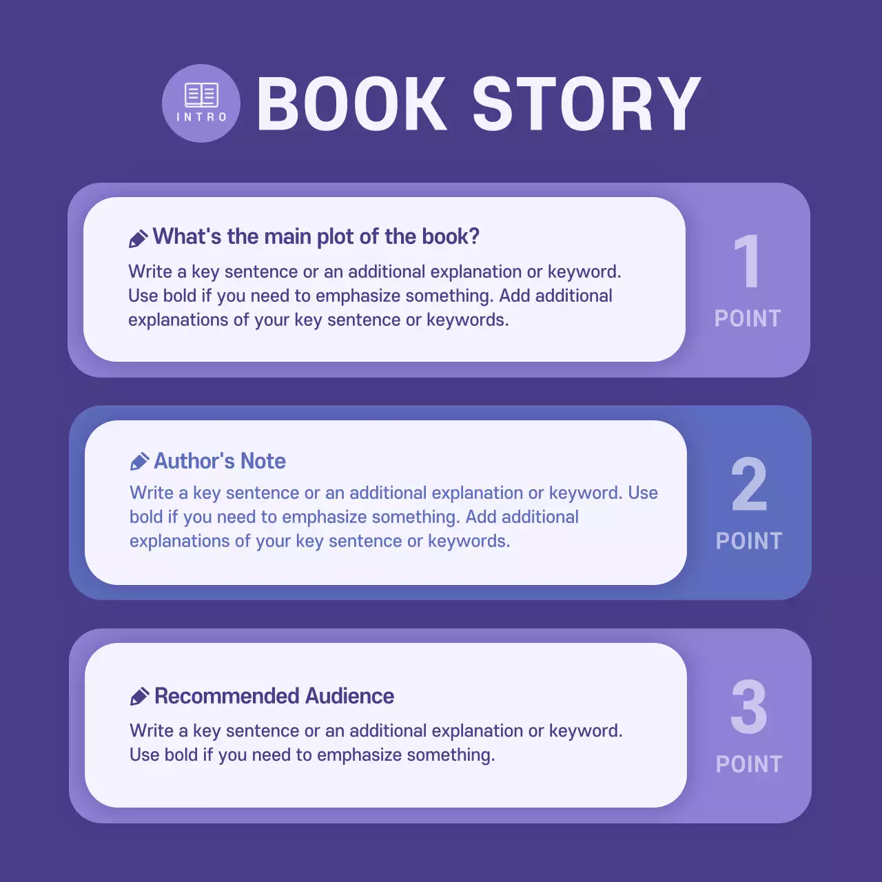 Booktalk concert card in blue and purpleNews design