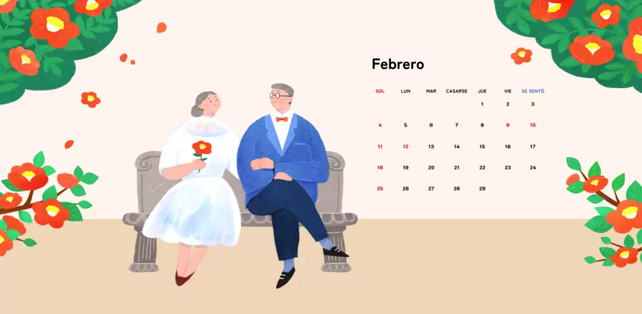 Un cálido calendario ilustrado de Año Nuevo