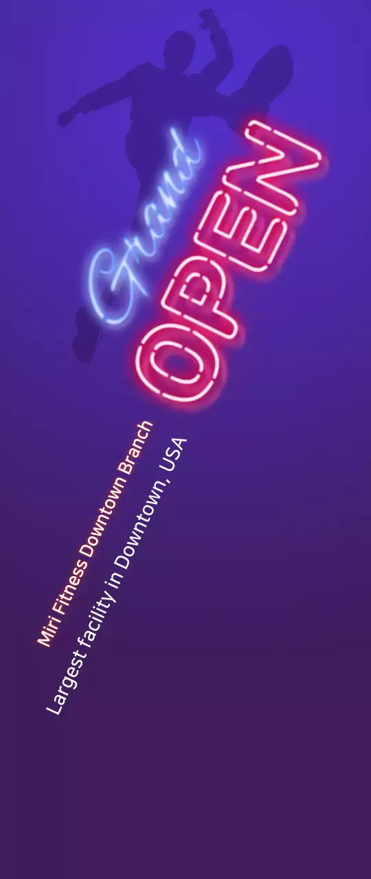 Simple neon concept in dark purple and navy blue for fitness promotion