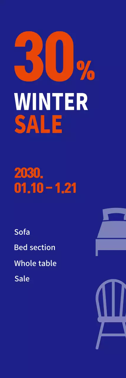 Banner de promoção de venda de móveis modernos azuis