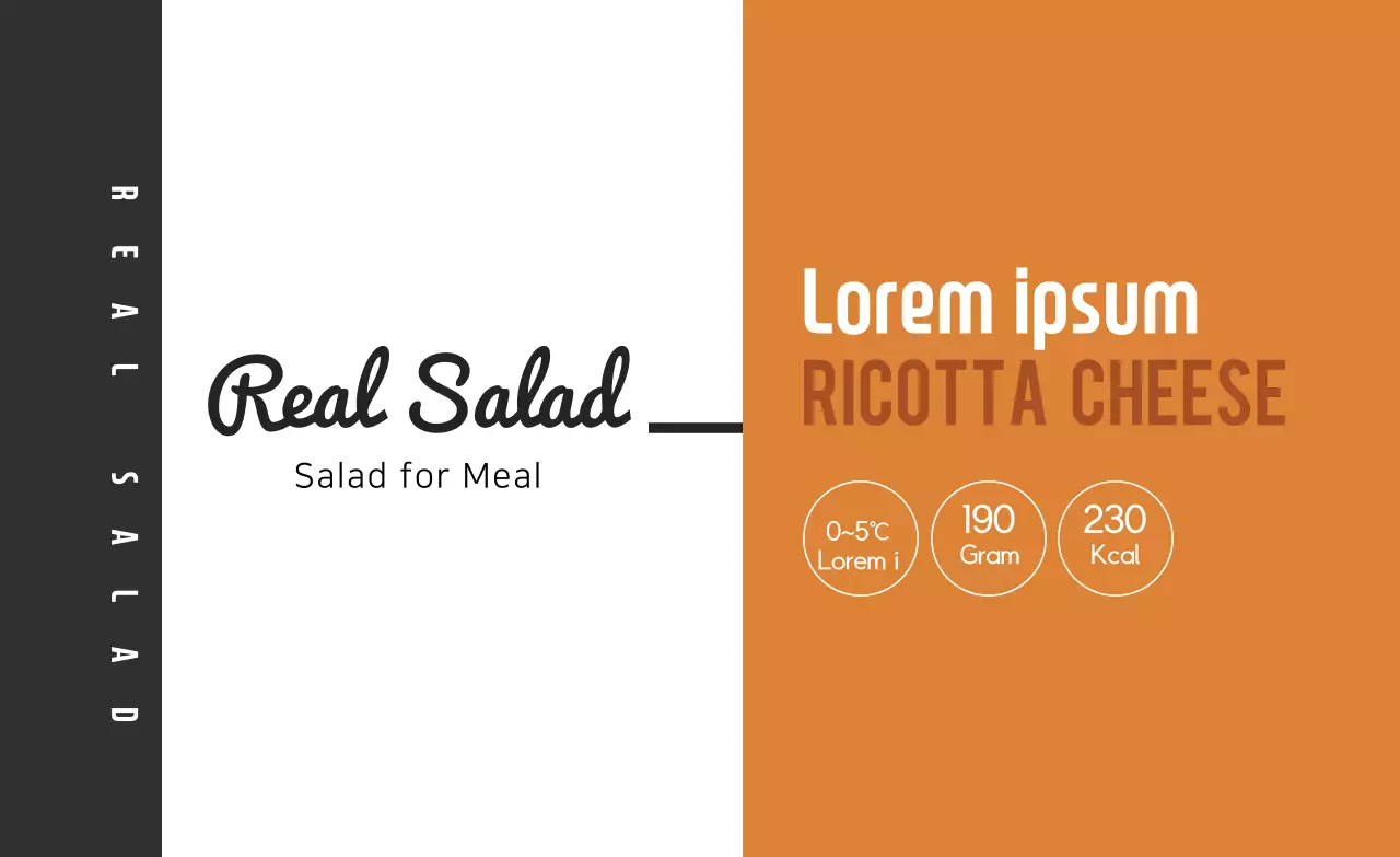 Orange black illustration salad food label