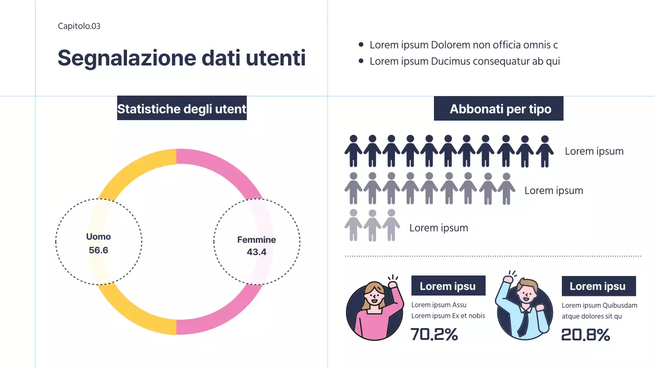 Infografica aziendale semplice con accenti rosa su sfondo bianco