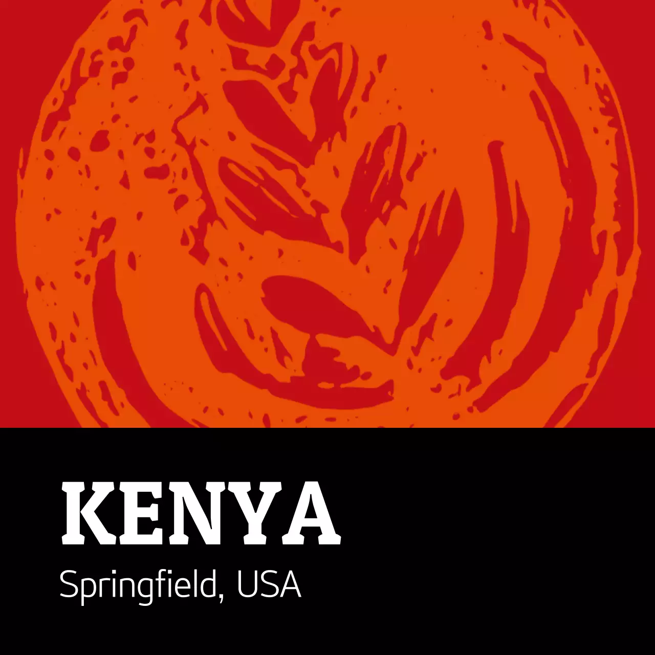 Nhãn hạt cà phê minh họa cổ điển đầy màu sắc Kenya (hình vuông)